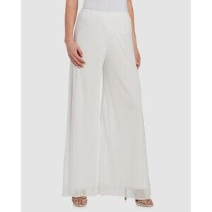 MSK Ivory Sparkle Mesh Glitter Palazzo Pant 2X High Rise Wide Leg Party Holiday